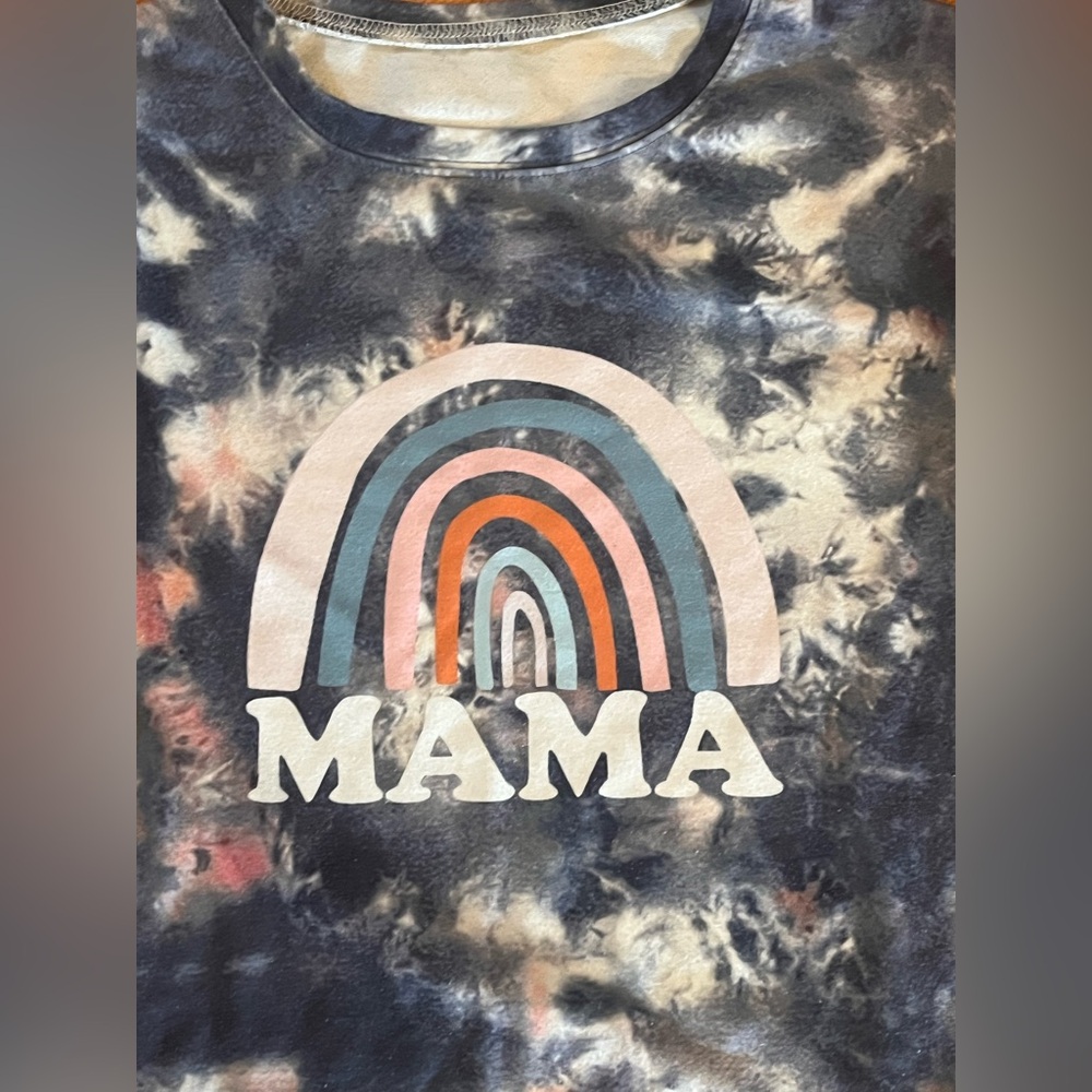 Women’s size Large, Gray TieDye “Mama” Crewneck sweatshirt.